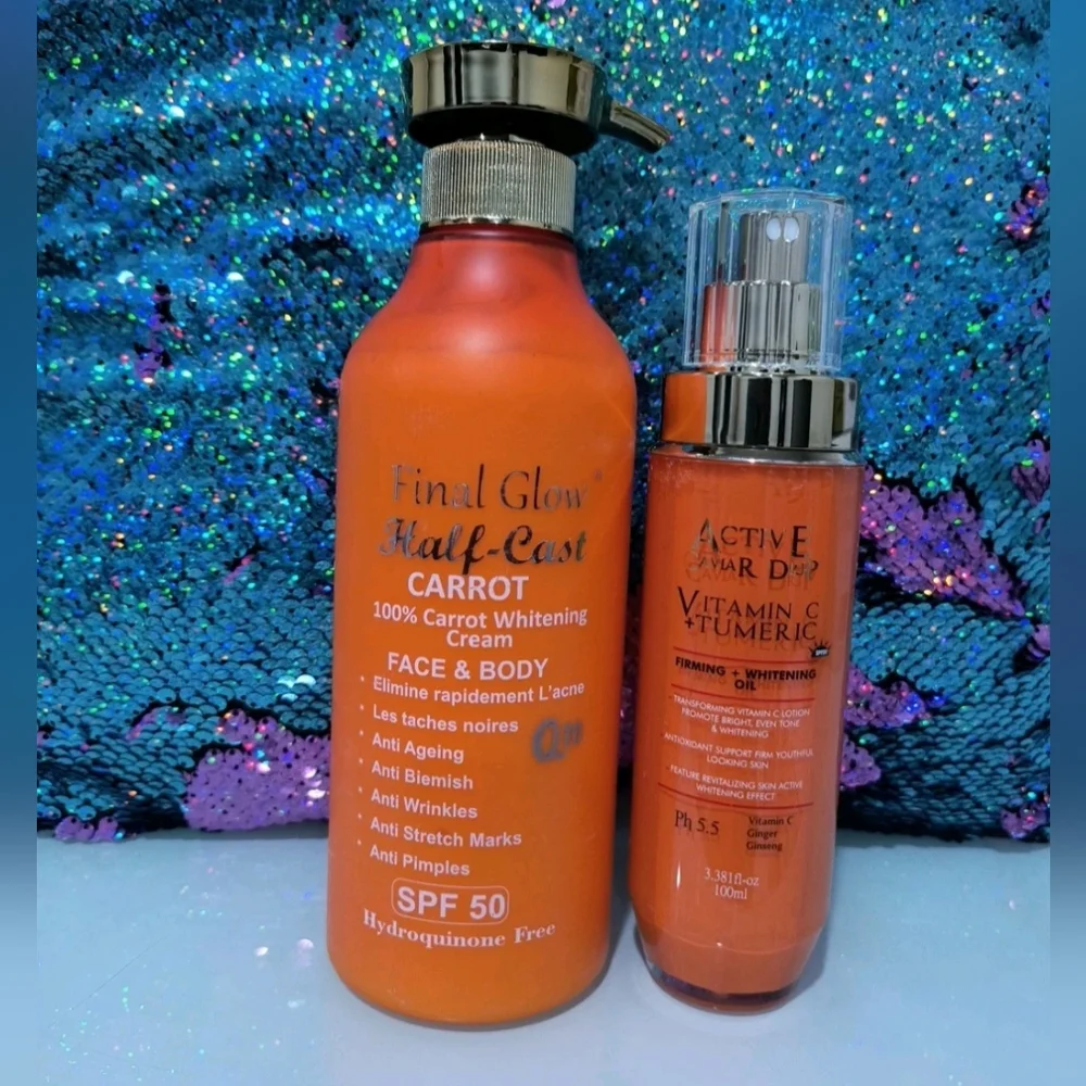2in1 Final Glow H-C CARROT Body lotion 500ml Spf50 & Active Caviar Serum 💯%👌 - Picture 1 of 3